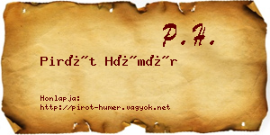 Pirót Hümér névjegykártya